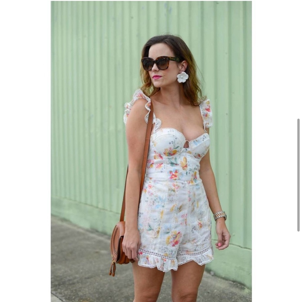 Zimmermann Floral White Romper